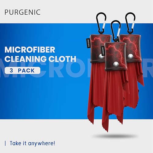 Microfiber Cloth & Glasses Wipes (3 Pack) Lens & Glasses Cleaning Cloth - Eyeglass Cleaner - Camera Lenses & Gadget Delicate Screens - Red - color: Red Lightning, size: 3 Pack