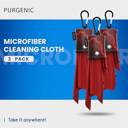 Microfiber Cloth & Glasses Wipes (3 Pack) Lens & Glasses Cleaning Cloth - Eyeglass Cleaner - Camera Lenses & Gadget Delicate Screens - Red - color: Red Lightning, size: 3 Pack