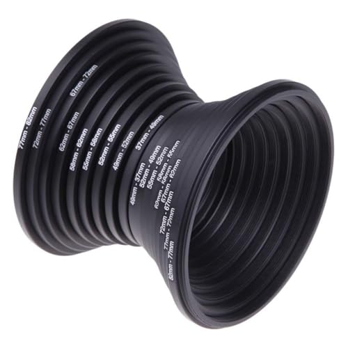 Step Up Rings 18Pcs Metal Filter Ring Adapter Set - 9pcs Step Up + 9pcs Step Down Rings (37-82mm), Compatible with Digital SLR Cameras