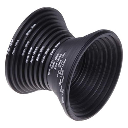 Step Up Rings 18Pcs Metal Filter Ring Adapter Set - 9pcs Step Up + 9pcs Step Down Rings (37-82mm), Compatible with Digital SLR Cameras