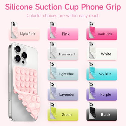 Yojaro Silicone Suction Cup Phone Case Mount Double Sided, Phone Accessories Hands-Free Strong Grip Holder for Selfies and Videos, Silicon Phone Stand for iPhone and Android Black - color: Black
