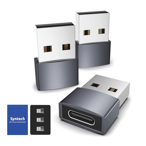 Syntech USB C Female to USB Male Adapter Pack of 3 [Travel Must Haves, Aluminum] USB C to USB Adapter, Type C Charger Cable Power Converter Compatible with iPhone 15 Apple Watch AirPods CarPlay, etc. - color: Space Gray