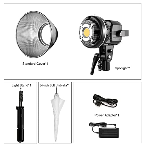 GVM 80W CRI97+ 5600K Dimmable LED Video Lights with Bowens Mount Kit Continuous Output Lighting Spotlight for YouTube Vlog Wedding Photography Shooting Light with Reflector