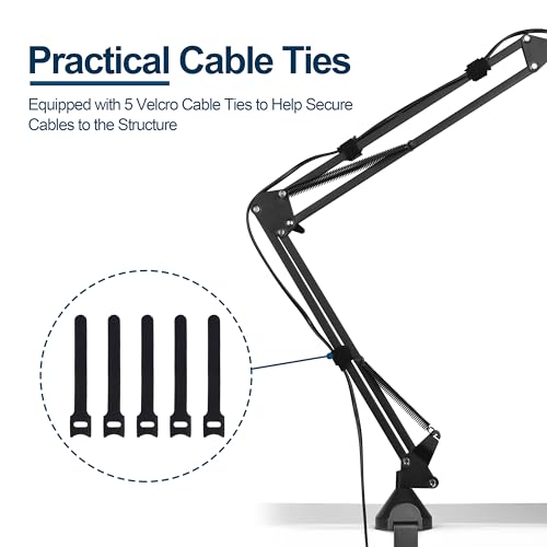 Adjustable Microphone Scissor Arm Suspension Boom with Mic Clip and Cable Ties, Heavy Duty for Blue Yeti Nano Snowball Ice, HyperX QuadCast, Recording, Gaming, Streaming