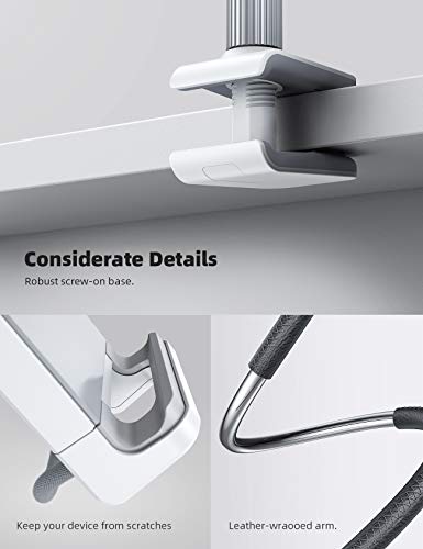 Lamicall Gooseneck Tablet Holder Mount : Flexible Arm Clip Tablet Stand for Bed, Desk Mount Gifts, Compatible with iPad Pro 11", Mini Air, Galaxy Tabs More 4.7 to 10.5" Phones and Tablets - color: Black