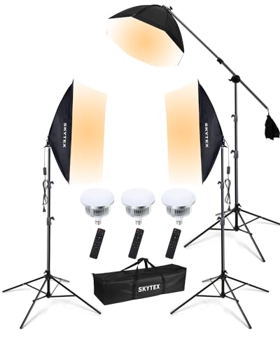 Skytex Softbox Lighting Kit 3Pack 20x28in Soft Box|28in Octa Softbox|85W 2700-6400K E27 LED Bulb Continuous Photography Lighting, Studio Lights Equipment for Photo Shooting, Video Recording