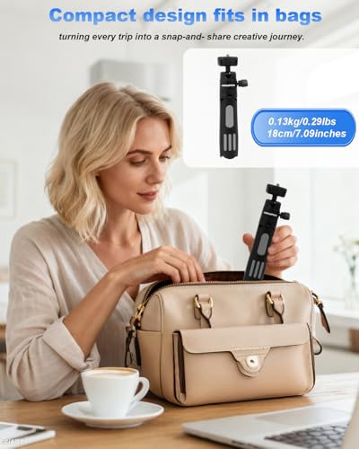 CAMBOFOTO Mini Tripod, Compact Lightweight Stand for Vlogging, Live Streaming, Stable Durable Celephone Tripod, Ideal for Home Office and Content Creators, with Phone Holder and Action Camera Mount