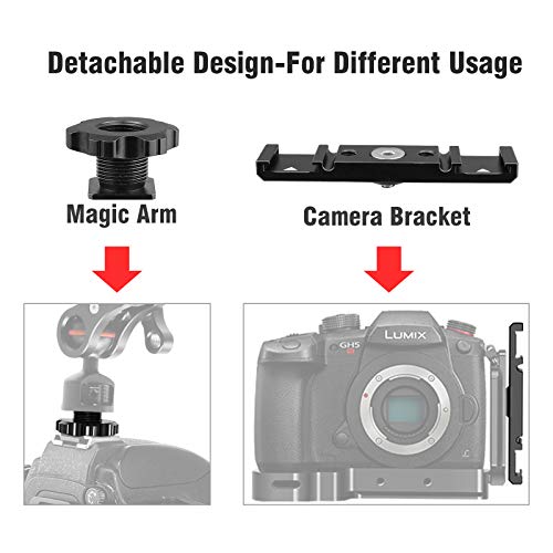 Chromlives Hot Shoe Mount Bracket Dual Hot Shoe Extension Bar Aluminum Mounting Plate Adapter Double Extension Shoe for LED Video Light Screens - color: Dual Cold Shoe