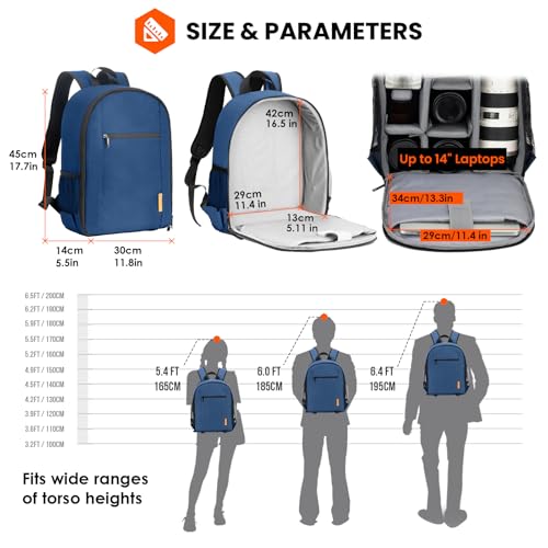 TARION Camera Bag Backpack for Photographers: Photography Camera Backpack with Laptop Compartment Waterproof Raincover Photo Backpack Bag Blue TB-M - color: Blue, size: Medium