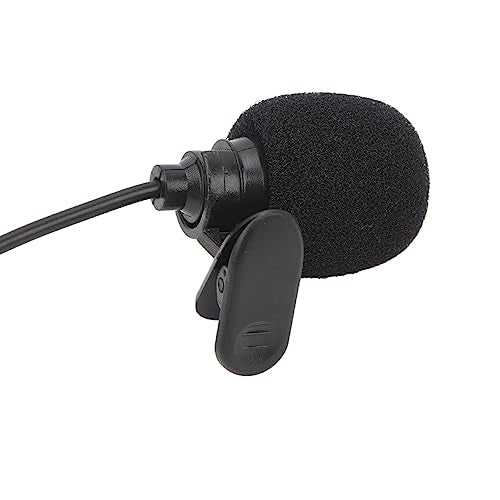 Wired Lavalier Microphone, Noise Reduction Mini Portable Omnidirectional Condenser Mic with Windproof Sponge and, for Interviews Meetings Podcasts Recording