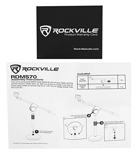 Rockville Rdms70 Bundle: Desktop Mic Stand With Boom Arm, Istand 22 Adjustable Tablet And Smartphone Holder Clamp For Live Streaming, Video Calls, Content Creation, 2-Items