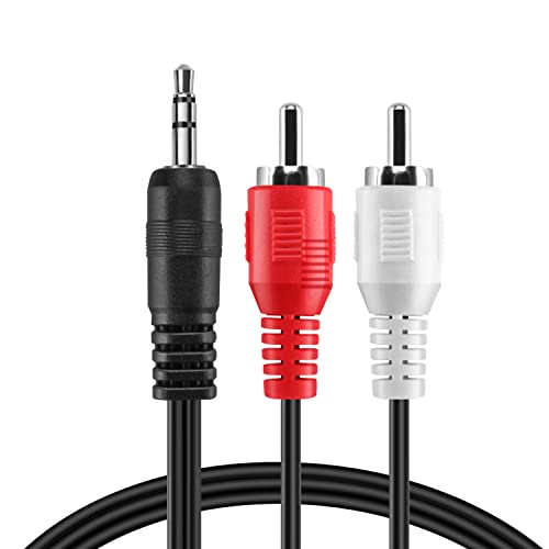 TNP RCA to Aux Cable (50 FT) - Male to Male 2 RCA to 3.5mm Adapter Connector Wire Cord - 2RCA Red and White Audio Cable to AUX Auxiliary Headphone Jack Plug Y Splitter Converter - size: 50FT
