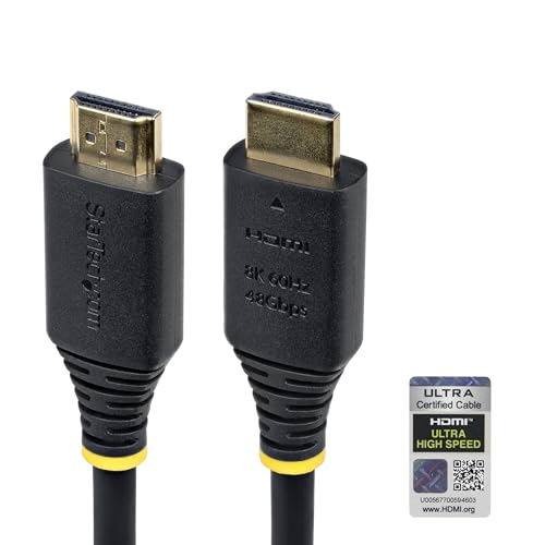 StarTech 15ft Ultra High Speed HDMI Cable, 8K 60Hz, HDR10+, 48Gbps | 8K 60Hz/4K 120Hz, HDMI 2.1 Cord with HDR10+ / eARC, Certified, HDMI21-CBL-8K60-15F - size: 15 ft