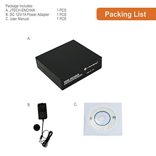 J-Tech Digital HDMI H.264 IPTV Encoder Livestream with Audio Embedder 1080P 60Hz for Online Streaming Platforms Control App Available [JTECH-ENCH4A] - size: 1080P Encoder with Audio