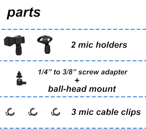 Mic Stand Floor Microphone Stand with Heavy Weighted Base, Adjustable Height from 18" to 63", Singing Stand with Mic Holder, Cable Clips - color: Black