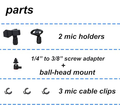 Mic Stand Floor Microphone Stand with Heavy Weighted Base, Adjustable Height from 18" to 63", Singing Stand with Mic Holder, Cable Clips - color: Black