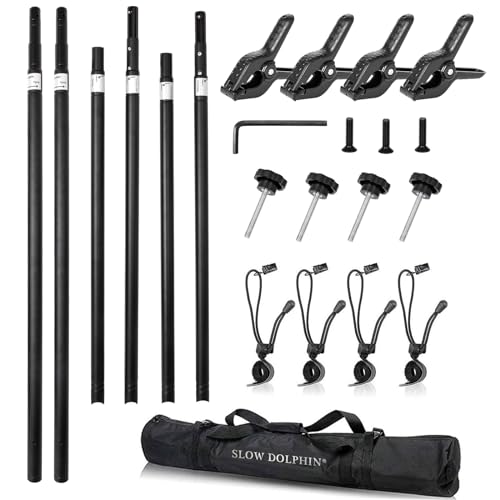 SLOW DOLPHIN Photo Backdrop Banner Stand 10 x 10 Ft Photography Background Stand with Adjustable Telescopic Tube Step and Repeat Frame Stand for Parties Wedding Photo Booth Trade Show,Carrying Bag
