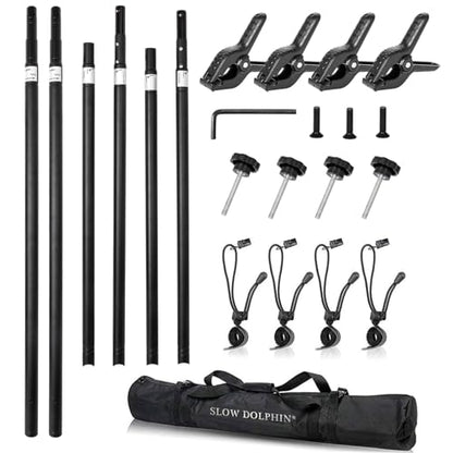 SLOW DOLPHIN Photo Backdrop Banner Stand 10 x 10 Ft Photography Background Stand with Adjustable Telescopic Tube Step and Repeat Frame Stand for Parties Wedding Photo Booth Trade Show,Carrying Bag