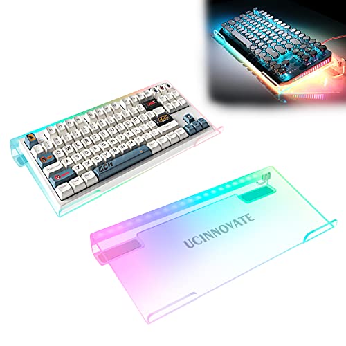 UCINNOVATE Dream Color Acrylic Computer Keyboard Stand, LED Backlit Keyboard Stand Tray, 80% Gaming Keyboard USB Interface Titled Keyboard Stand for Easy Ergonomic Typing and Working Office Desk, Home - color: Dreamcolor, size: 80%