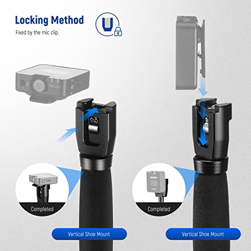 NEEWER 12"/30cm Telescoping Interview Mic Handle for Wireless Go, Lavalier Video Microphone Handheld Adapter with Cold Shoes Compatible with RODE Wireless Go II DJI Mic NEEWER CM22, MS004 - style: MS004(30cm)