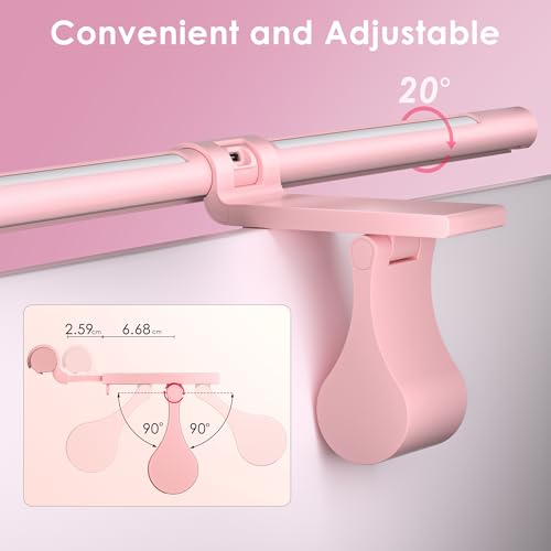 Quntis Pink Monitor Light Bar with Remote, Eye-Care No Glare, Space Saving Computer Desk Lamp As Gifts for Girls, Stepless Dimming, Modern Aesthetic Desk Light Bar for Home Office Gaming Reading - color: Pink