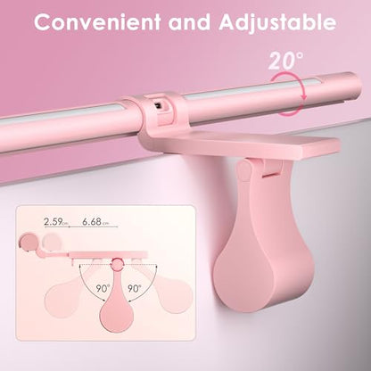 Quntis Pink Monitor Light Bar with Remote, Eye-Care No Glare, Space Saving Computer Desk Lamp As Gifts for Girls, Stepless Dimming, Modern Aesthetic Desk Light Bar for Home Office Gaming Reading - color: Pink