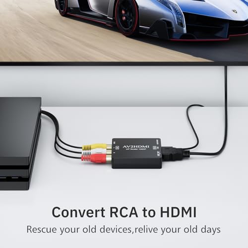 DigitConvert RCA to HDMI Converter, AV to HDMI Adapter, 1080P Mini RCA Composite CVBS Audio Video Converter Supports PAL/NTSC Compatible with PC/Laptop/Xbox /PS4 /TV/STB/VHS/VCR/Blue-Ray