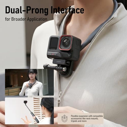 AMBITFUL IA02 Magnetic Quick Release Mount Base, 2-Prong Action Camera Adapter for Insta360 Cameras, Quick Swap Camera Mount for Tripod, Selfie Stick, Extension Pole and Outdoor Shooting - color: Foldable Dual Prong Mount