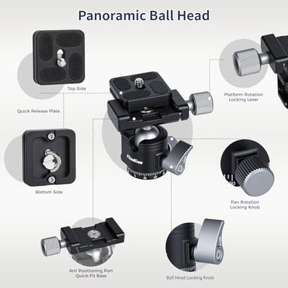 Tripod Ball Head,Mini Ball Head Mount with 170g Lightweight, 360° Rotation, 5kg Load & Cold Shoe Port for Tripods, Monopods, Sliding Cameras & Outdoor Photography - style: MI-2
