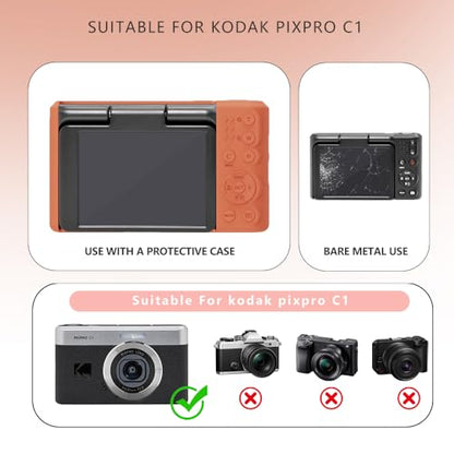 Silicone Case for Kodak pixpro C1 Digital Camera with 2PCS Screen Protector and Lanyard- Khaki - color: khaki