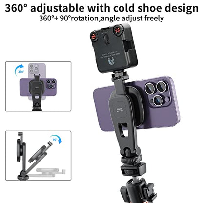 VRIG MG-03 Magnetic Phone Tripod Mount,Tripod Mount for Magsafe w Cold Shoe for iPhone 17.16.15.14.13.12 Series,Magnetic Ring Compatible with All Phones & All Cases,360° Rotation,for Tripods,Cameras - size: MG-03