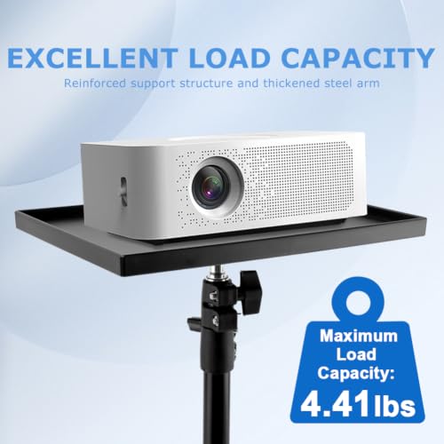 Projector Stand Tripod, 21''–44'' Height Adjustable Laptop & Projector Stand with 9.8x7 Inch Tray, Heavy Duty Stable Floor Stand Tripod, Portable Projector Mount for Office, Home, Outdoor, Studio and DJ Use