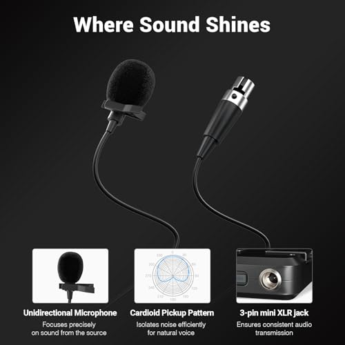 Phenyx Pro Dual UHF Wireless Microphone System，Auto-Scan Cordless Mic Set w/ 2x100 Frequencies, 2 Bodypacks & Headsets/Lapel Microphones for Speaking, Singing, Church, DJ (PTU-71-2B)