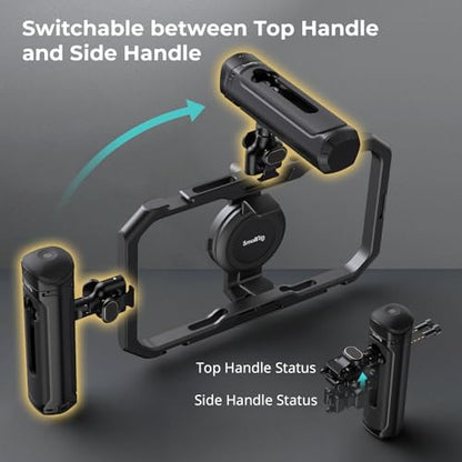 SMALLRIG Wireless Control Side Handle for SMALLRIG Quick Release Phone Cages, Aluminum Handle Grip with Infinite Rotation, Quick Release Adapter, Remote Control Module and Built-in Cold Shoe - 4402B - size: 4402B (With Wireless Control)