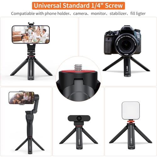 UURIG TP05 Extendable Mini Camera Tripod, Portable Selfie Stick Handle Grip Desktop Webcam Tripod with 1/4" Screw for DSLR Camera Webcam Phone Holder Selfie Stick Vlog Tripod
