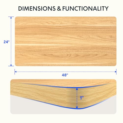 FLEXISPOT Whole Piece 48"x24" Desktop 1" Thickness Height Adjustable Desk Rectangular Tabletop Maple Board (48INCH Maple Top) - color: Maple, size: 48x24"