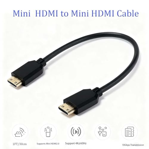 4K Mini HDMI to Mini HDMI Cable 9.84inch, High Speed 10.2Gbps Compatible with Camera,Camcorder to HDTV, Monitor, Display (Male to Male)