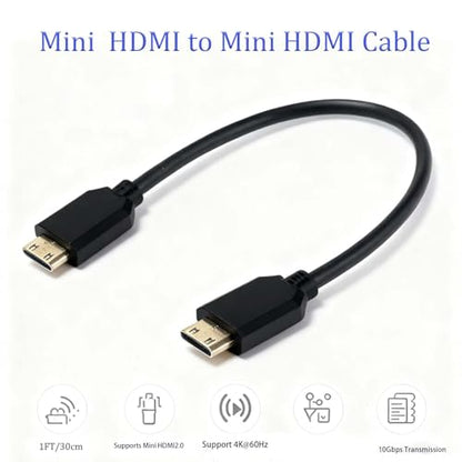 4K Mini HDMI to Mini HDMI Cable 9.84inch, High Speed 10.2Gbps Compatible with Camera,Camcorder to HDTV, Monitor, Display (Male to Male)