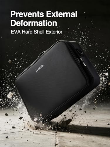 Luxtude Extra Large Electronics Organizer Travel Case, Large Tool Bag for Charging Cables, USB Drives, Chargers and Laptops (Up to 15.6 in), Hard Shell Gear Storage Case for DJI, Camera, Black