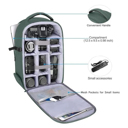 MOSISO Camera Backpack,DSLR/SLR/Mirrorless Photography Camera Bag Full Open Waterproof Hardshell Bag with Insert&Tripod Holder&Laptop Compartment Compatible with Canon/Nikon/Sony, Emerald Green - color: Emerald Green