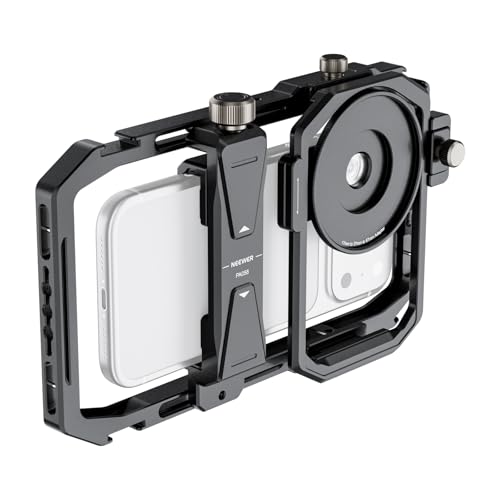 NEEWER Universal Phone Cage Video Rig Stabilizer with 17mm to 37mm & 67mm Lens Filter Adapter Ring Accessories Compatible with iPhone Android Samsung for Video Recording Streaming Photography, PA058 - style: PA058