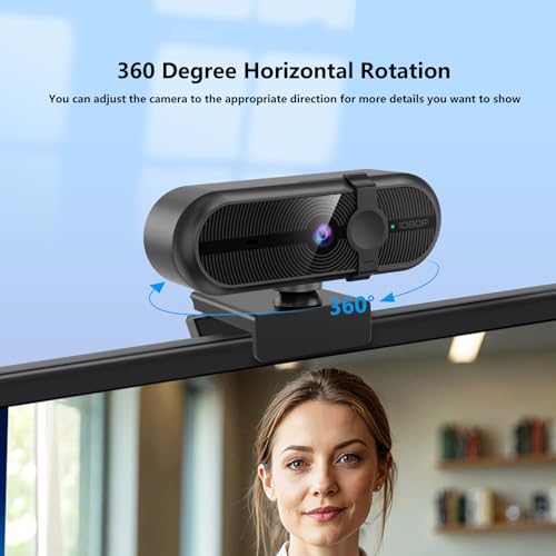 1080P Webcam for PC, Webcam with Mic, Auto Light Correction, 90° Wide Angle, Built-in Privacy Cover, Supports YouTube, Zoom, Teams, Meet, Skype, Perfect for Solo Meeting, Live Streaming - style: 1080P Webcam with Noise-reducing Mic