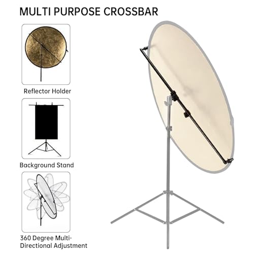 Extendable Reflector Holder Arm, Photo Telescopic 27.9" to 47.2" Boom Arm 360° Swivel Reflector Bracket for Product Portrait Studio Outdoor Photography - style: Reflector Holder