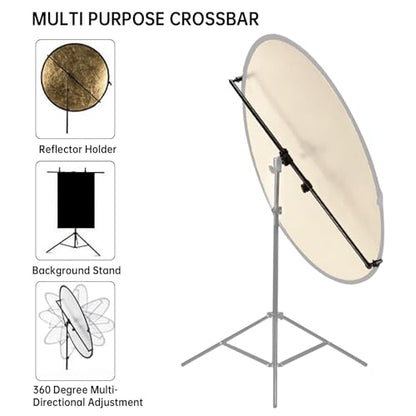 Extendable Reflector Holder Arm, Photo Telescopic 27.9" to 47.2" Boom Arm 360° Swivel Reflector Bracket for Product Portrait Studio Outdoor Photography - style: Reflector Holder