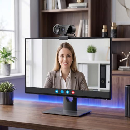 2K HD Webcam with Privacy Cover USB Plug and Play Computer Camera with Dual Mic Desktop Cam for Video Calling Streaming - size: 2K One size fits all