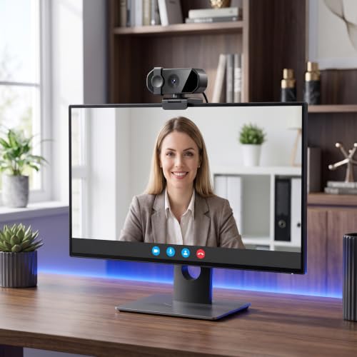 2K HD Webcam with Privacy Cover USB Plug and Play Computer Camera with Dual Mic Desktop Cam for Video Calling Streaming - size: 2K One size fits all