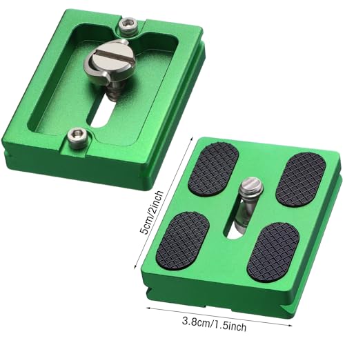 Frienda 2 Pieces Metal Quick Release Plate with 1/4''-20 Camera Screw Tripod Mount Plate Fits Standard for DSLR Camera Tripod Ball Head (Green,Pu50) - color: Green, style: PU50