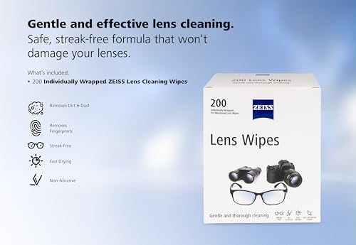 ZEISS Pre-Moistened Lens Cleaning Wipes, 200 Count - size: 200 Count (Pack of 1)