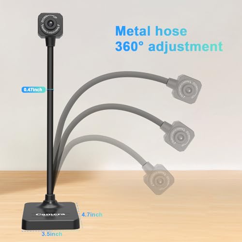 USB Document Camera for Teachers,Manual Focus Webcam with Mic,Fold for Mac/Windows/Chromebook