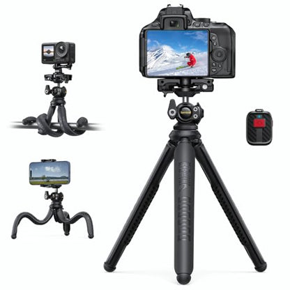 Lamicall Tripod for Camera - 3 in 1 Flexible Tripod for iPhone with Wireless Remote - iPhone Stand for Video Recording Vlogging Compatible with Smartphone, Small Digital Camera Dark Grey - style: NEW Upgraded - Silicone for Camera